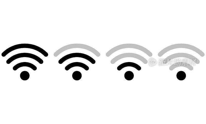 Wi-Fi设置网页设计图标。wi - fi信号水平。
